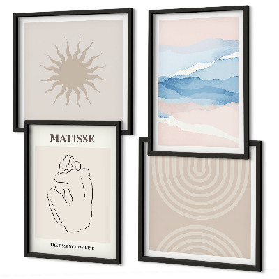 Set de cuadros modernos para salón Líneas onduladas pastel minimalista