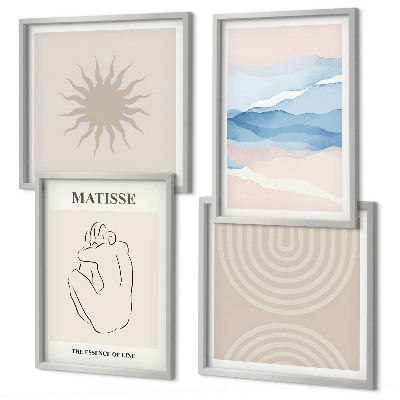 Set de cuadros modernos para salón Líneas onduladas pastel minimalista