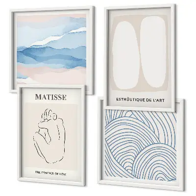 Set de 4 cuadros decorativos diseño con formas abstractas de Matisse para salón