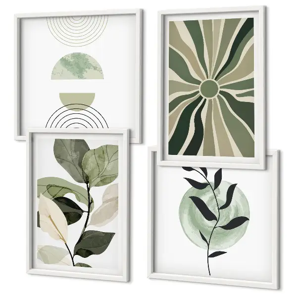 Galería de pared con formas geométricas de plantas