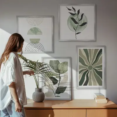 Galería de pared con formas geométricas de plantas