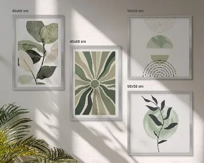 Galería de pared con formas geométricas de plantas