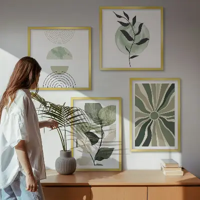 Galería de pared con formas geométricas de plantas
