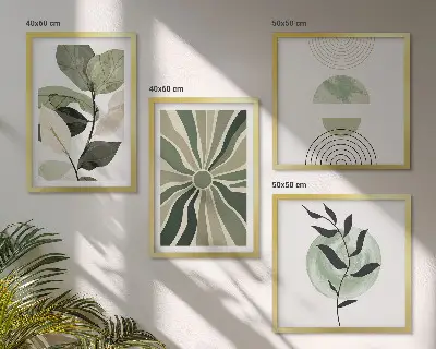 Galería de pared con formas geométricas de plantas