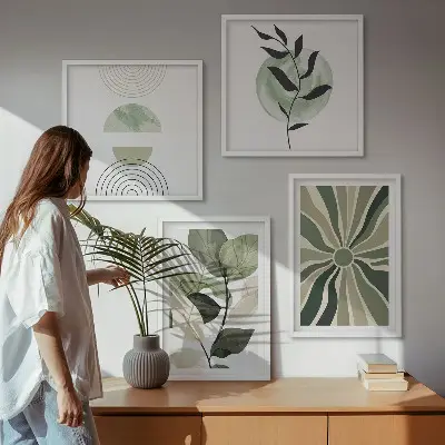 Galería de pared con formas geométricas de plantas