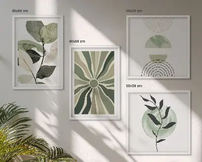 Galería de pared con formas geométricas de plantas