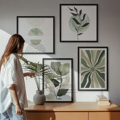 Galería de pared con formas geométricas de plantas