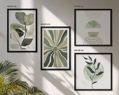Galería de pared con formas geométricas de plantas
