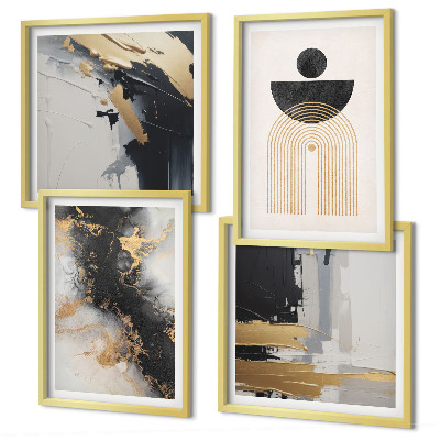 Set de 4 cuadros para salón Composición geométrica abstracta