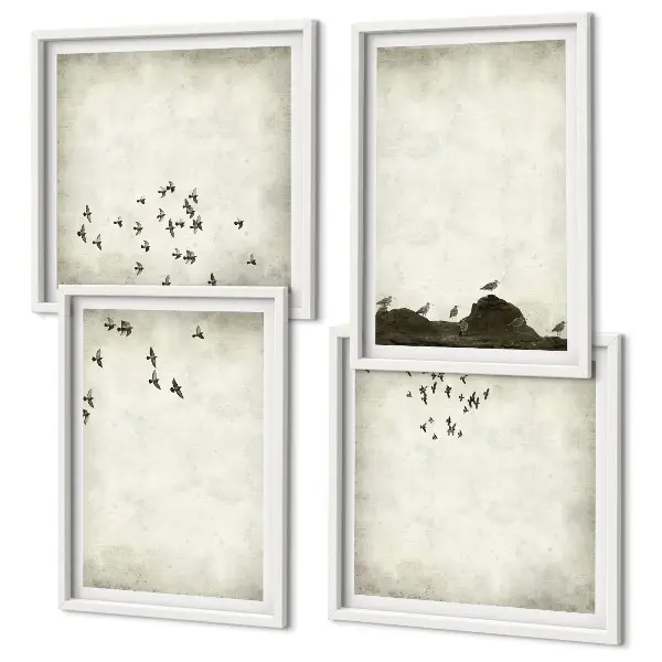 Pintura minimalista de pájaros galería de pared