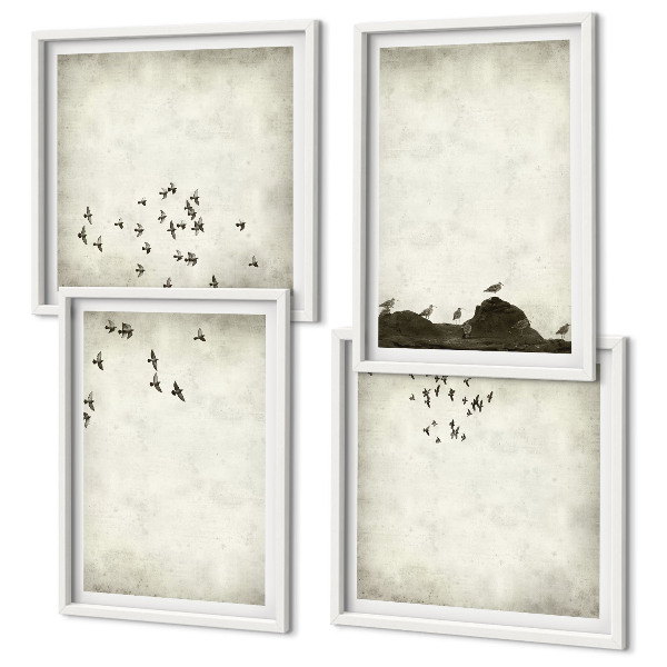 Galería de pared Pintura minimalista de pájaros