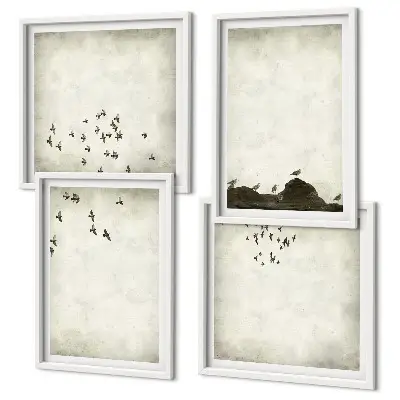 Pintura minimalista de pájaros galería de pared