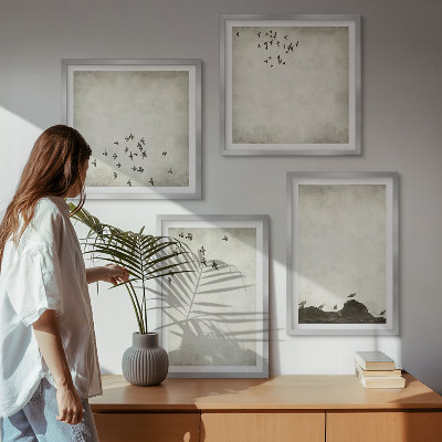 Galería de pared Pintura minimalista de pájaros