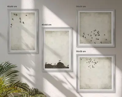Pintura minimalista de pájaros galería de pared