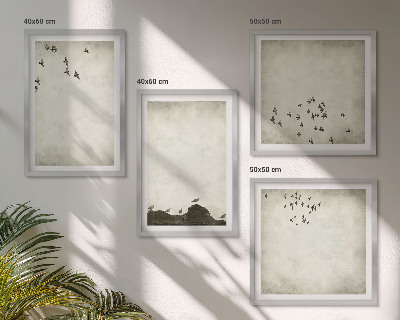 Galería de pared Pintura minimalista de pájaros