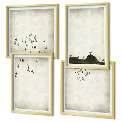 Pintura minimalista de pájaros galería de pared