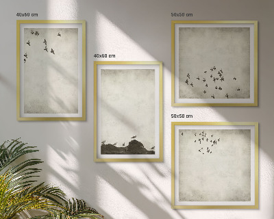 Galería de pared Pintura minimalista de pájaros