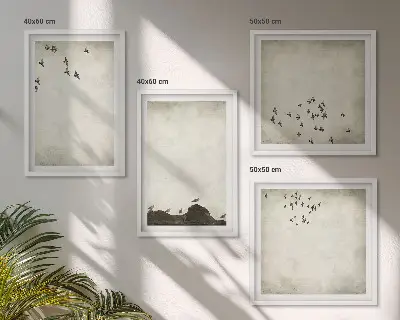 Pintura minimalista de pájaros galería de pared