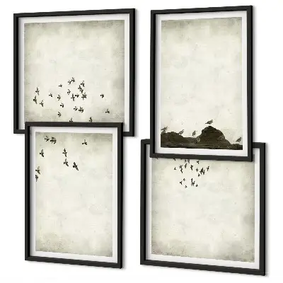 Pintura minimalista de pájaros galería de pared