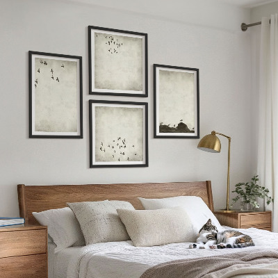 Galería de pared Pintura minimalista de pájaros