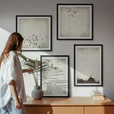 Galería de pared Pintura minimalista de pájaros
