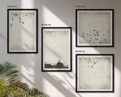 Pintura minimalista de pájaros galería de pared