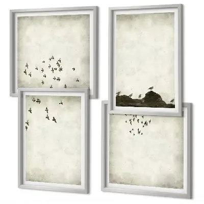 Pintura minimalista de pájaros galería de pared