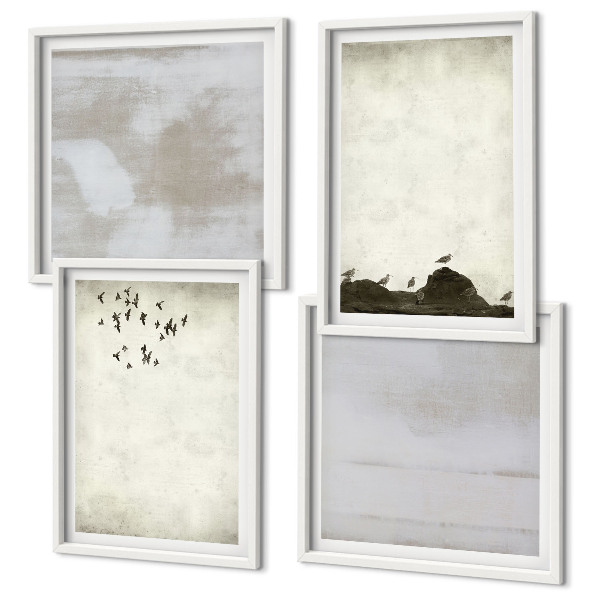 Set de cuadros modernos para salón Textura de bandada de pájaros