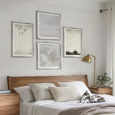 Set de cuadros modernos para salón diseño con textura de bandada de pájaros