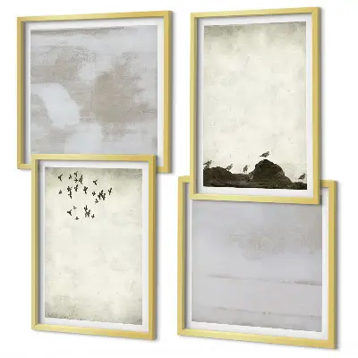 Set de cuadros modernos para salón diseño con textura de bandada de pájaros