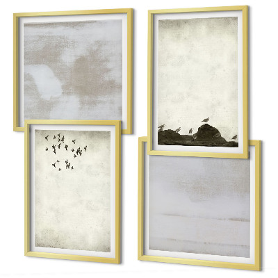 Set de cuadros modernos para salón Textura de bandada de pájaros