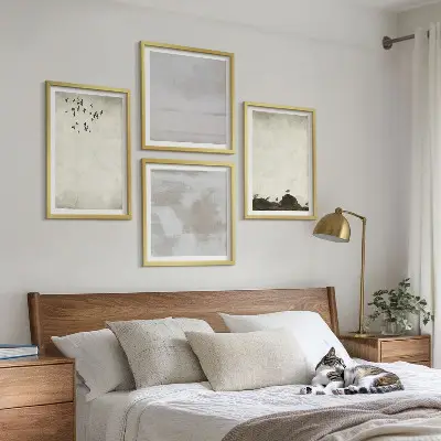 Set de cuadros modernos para salón diseño con textura de bandada de pájaros