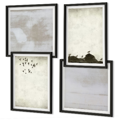 Set de cuadros modernos para salón Textura de bandada de pájaros