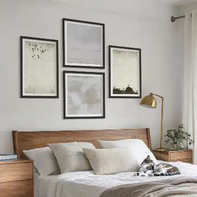 Set de cuadros modernos para salón diseño con textura de bandada de pájaros