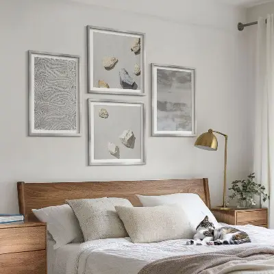 Set de cuadros modernos para salón con diseño de texturas minimalistas