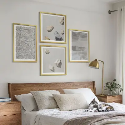 Set de cuadros modernos para salón con diseño de texturas minimalistas