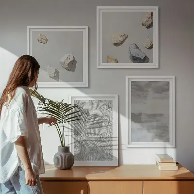 Set de cuadros modernos para salón con diseño de texturas minimalistas