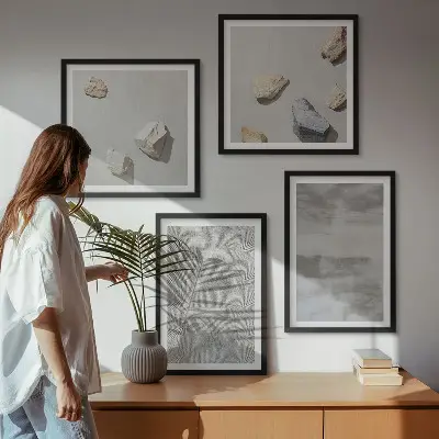 Set de cuadros modernos para salón con diseño de texturas minimalistas
