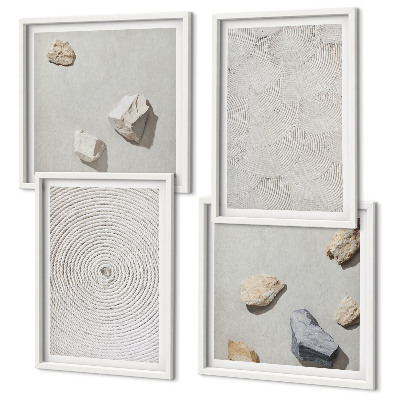 Set de 4 cuadros para salón piedras geométricas de cartón