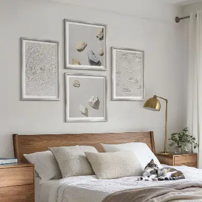 Set de 4 cuadros decorativos con diseño de piedras geométricas de cartón