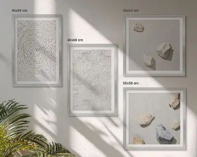 Set de 4 cuadros decorativos con diseño de piedras geométricas de cartón