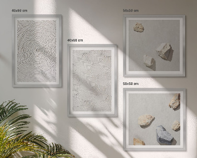 Set de 4 cuadros para salón piedras geométricas de cartón