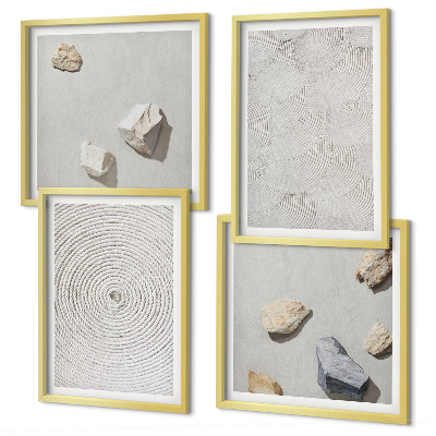 Set de 4 cuadros para salón piedras geométricas de cartón