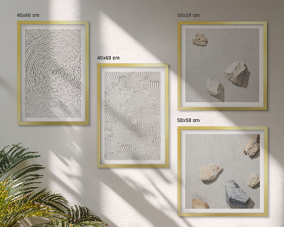 Set de 4 cuadros para salón piedras geométricas de cartón