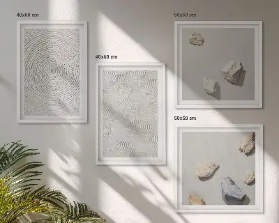 Set de 4 cuadros decorativos con diseño de piedras geométricas de cartón
