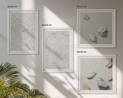 Set de 4 cuadros para salón piedras geométricas de cartón