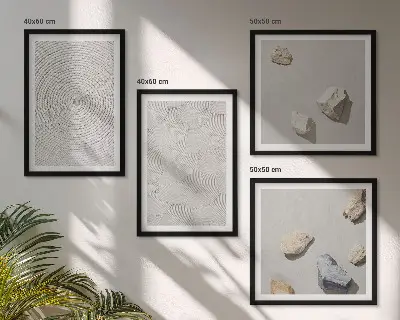 Set de 4 cuadros decorativos con diseño de piedras geométricas de cartón