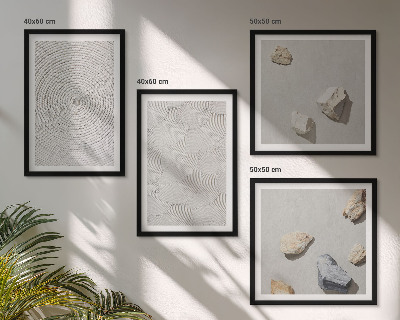 Set de 4 cuadros para salón piedras geométricas de cartón