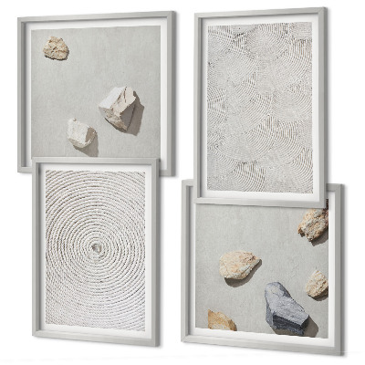 Set de 4 cuadros para salón piedras geométricas de cartón