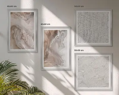 Set de cuadros modernos para salón con patrones abstractos de mármol en piedra